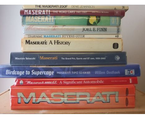 10 BOOKS ON MASERATI INC... 'MASERATI' BY TUBUCCHI, 'MASERATI ( A TWO BOOK CATALOGUE) AND MASERATI 5000GT A SIGNIFICANT AUTOM