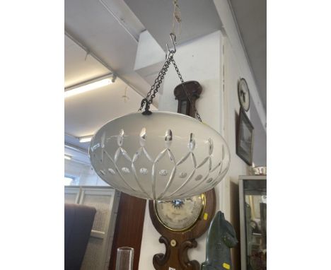 A glass hanging lamp