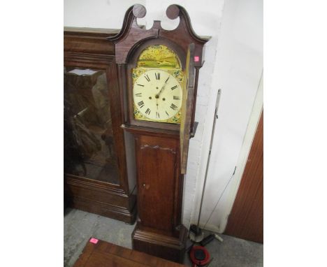 A 19th century oak longcase clock with a painted dial and 30hr movement 