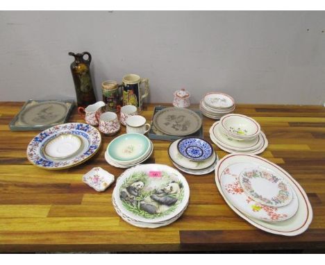 Miscellaneous ceramics to include two boxed Poole stoneware bird plates, a selection of Delft china ornaments, a Chinese rice