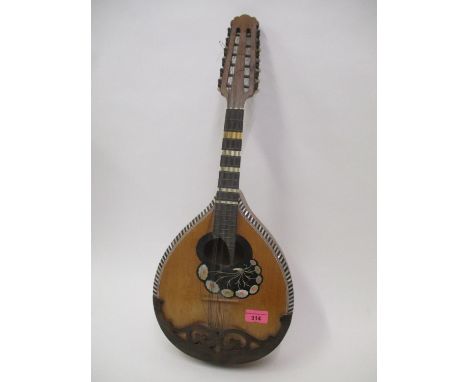 A Victorian mandolin with mother of pearl decoration 