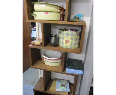 A mixed lot to include vintage books, enamel ovenware, Christmas decorations and other items 