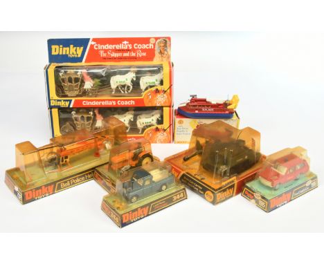 Dinky Toys A group To Include 619 Military Bren gun Carrier, 2 X 111 Cinderellas Coach, 308 Leyland Tractor - Orange with dri