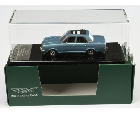 British Heritage Model (1/43rd) MC.07 Ford Cortina 1600E - Metallic Light blue&nbsp; body, chrome trim and open roof - Mint i