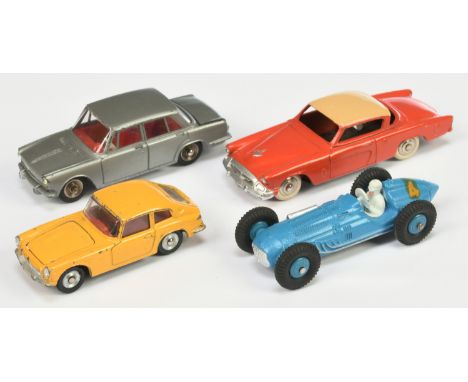 French Dinky Toys Unboxed Group To Include - (1) Talbot Lago Racing Car - Mid-blue including convex hubs, (2) 24Y Studebaker 