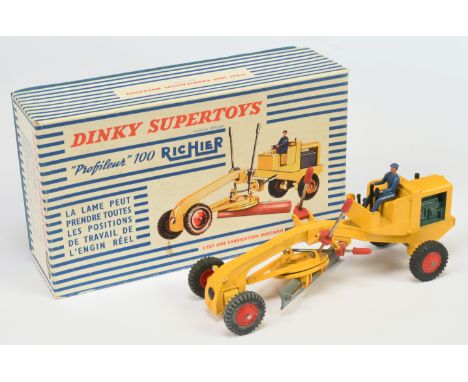 French Dinky Toys 886 RICHIER Profileur 100 - Yellow, red including plastic hubs, green engine, grey blade, with figure drive