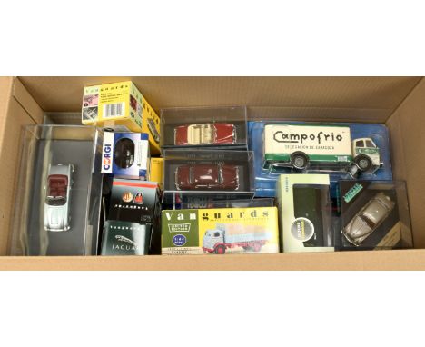 Boxed group Of Cars And Commercials To Include Corgi Classics Modern trucks "Wh Bowker", Vanguards Jaguar, RM Larger Scale Me