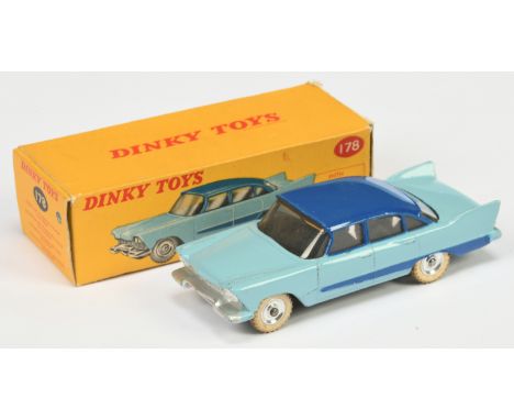 Dinky Toys 178 Plymouth Plaza - Light blue with dark blue roof and side flashes, silver trim and chrome spun hubs with white 