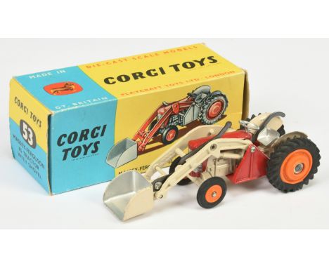 Corgi Toys 53 Massey Ferguson 65 Tractor with Front shovel - Cream body, arms and shovel with silver inner, red sides and eng