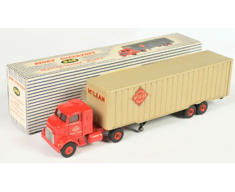 Dinky Toys 948 "McLean" Tractor and Trailer - Red cab and plastic hubs, light fawn trailer - Good Plus nice bright example in