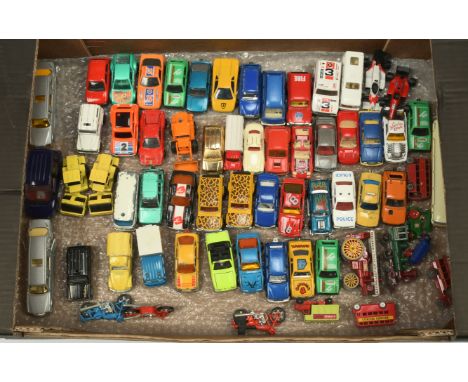 Mixed small scale group to include Majorette 4 x 4 Safari; Mercedes Limousine; Mercedes Trax Public; Matchbox Models Of Yeste