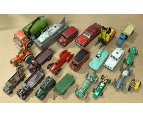 Dinky Toys Group Of 21 To Include 23m Thunderbolt Car Pre-War Issue - Fair including box - Unboxed To include Field Marshall 