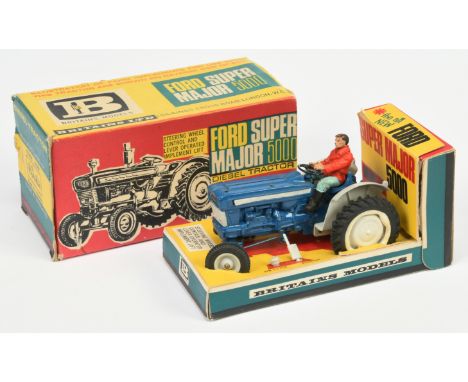 Britains 9527 Ford 5000 Super Major Tractor - Blue body, Grey plastics with, figure driver - Fair to Good with separate Air f