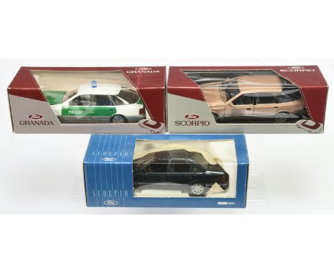 Schabak Modell, a mixed boxed 1/25th scale trio to include, ART No. 1501 Granada Police Car, ART No. 1502&nbsp; Scorpio and A