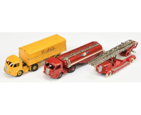 French Dinky Toys Unboxed Group 3 To Include - (1) 32D Delahaye Fire Engine - red including convex hubs, silver trim and plat