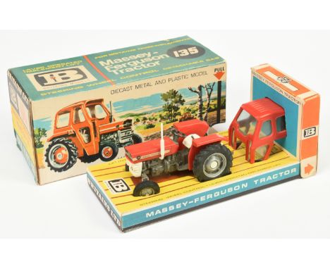 Britains 9520 Massey Ferguson Tractor 135 - Red, grey, white - Good Plus overall in a Good to Good plus carded sleeve and inn