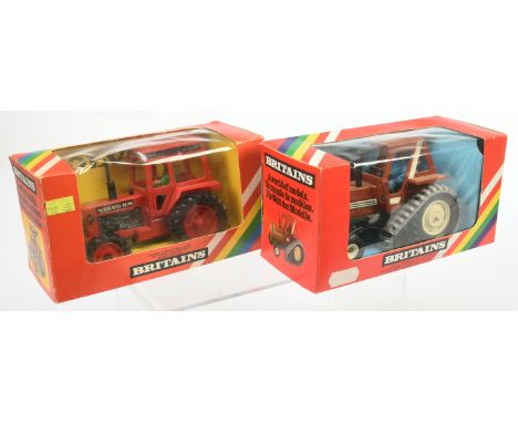 Britains Tractors A Pair - (1) 9521 Volvo BM - Red and (2) 9527 Fiat Half-Track - Brown - conditions are Excellent (require v