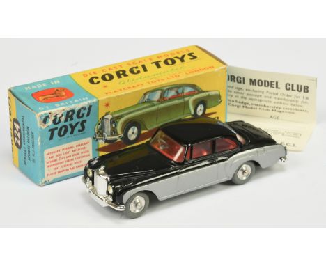 Corgi Toys 224 Bentley Continental Sports saloon - Two-Tone black and silver, red interior, chrome trim and spun hubs with gr