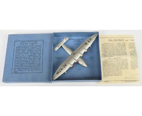 Dinky Toys Pre-War 60W Clipper Flying Boat - Silver with red propellers, "USA &amp; NC16736" Lettering and red underside roll