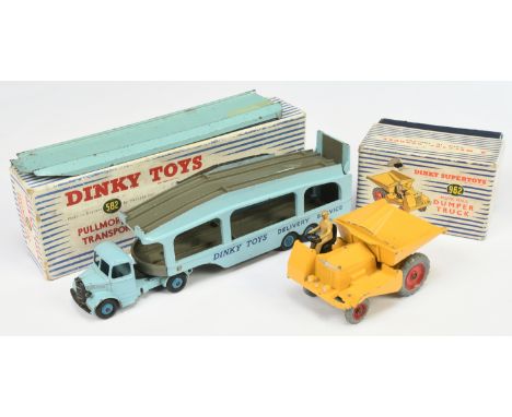 Dinky Toys A Pair - (1) 582 Bedford Pullmore Car transporter- Light blue with fawn platforms, mid-blue rigid and supertoy hub