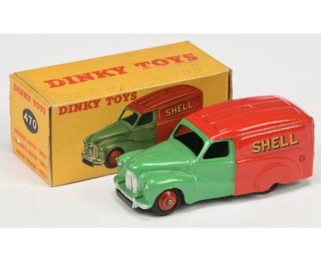 Dinky Toys 470 Austin Van "Shell/BP" - Two-Tone Green and red including rigid hubs, silver trim - Excellent (couple of small 