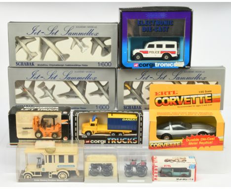 Mixed boxed group to include Corgi Corgitronics 1005 "Police" land Rover; Shinsei TCM Fork Lift Truck; Dandy Datsun First Car