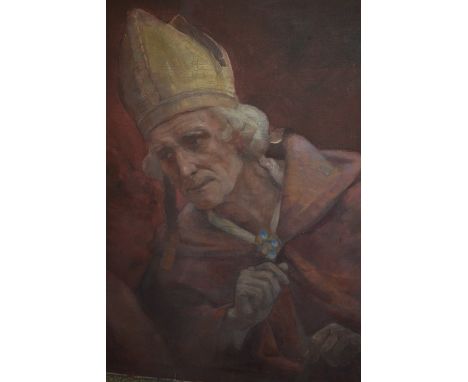 Unframed 19th Century oil on canvas, portrait of a pope, 27ins x 22ins