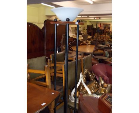 Pair of Art Deco style standard lamps with opaque glass shades