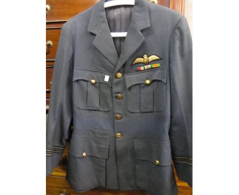 World War II flight lieutenant jacket and hat, together with an R.A.F. regiment jacket and trousers with sharp shooter patch
