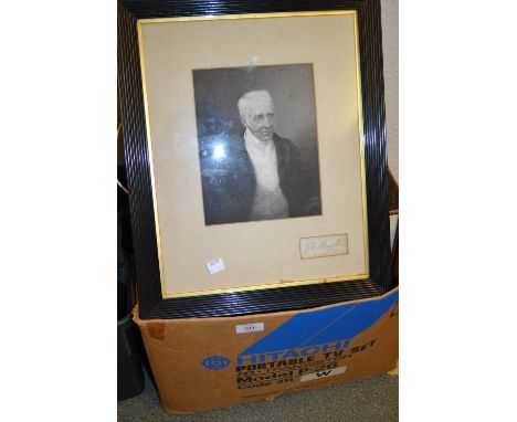 19th Century stipple engraving, half length portrait of Wellington in an ebonised frame, together with a large quantity of va