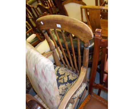 Victorian beechwood stick back kitchen elbow chair