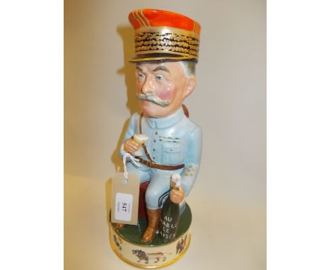 Wilkinson pottery Toby jug designed by Sir Francis Carruthers Gould, depicting Marshall Ferdinand Foch, with foaming champagn