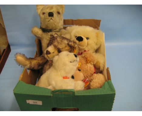 Various modern Steiff teddy bears and other soft toys