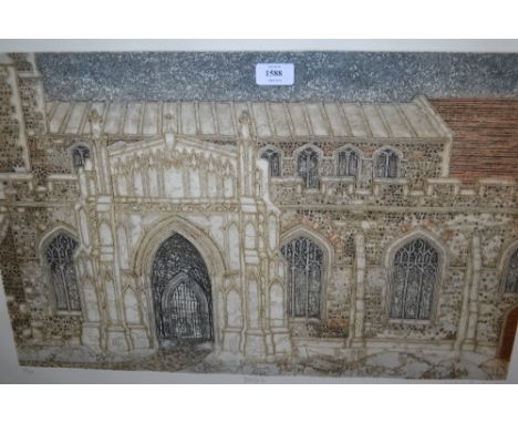 Valerie Thornton, Limited Edition print, No. 34 of 150, entitled ' Boxford ', dated 1974, 16ins x 25ins, framed CONDITION REP