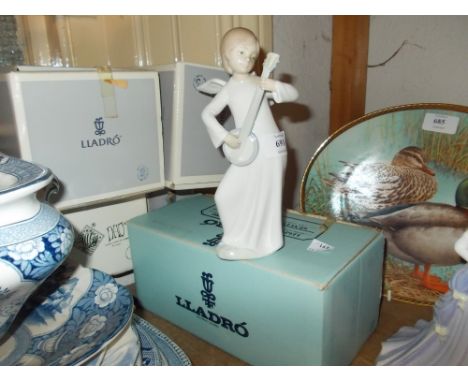 Group of four various Lladro figures of girls (in original boxes) together with two Nao figures of children (one unboxed) CON