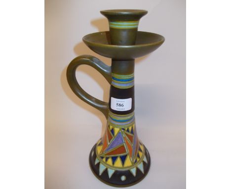 Gouda chamber candlestick with stylised geometric decoration