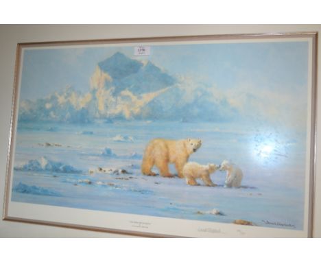 David Shepherd, signed Limited Edition print, ' Polar Bear Country ',  No. 798 of 950