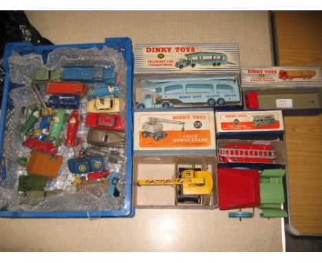 Four Dinky toys die-cast model vehicles in original boxes, 582 Pullmore car transporter, 901 Foden diesel eight wheel wagon, 