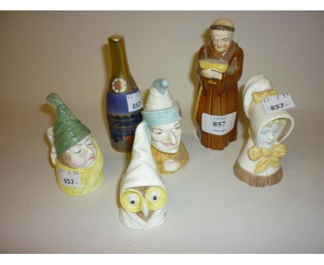 Collection of six modern Royal Worcester candle extinguishers, ' Mr Caudle ', ' Al ', ' Punch Young ', ' Girl ', ' Mrs Caudle