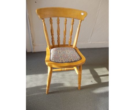 Set of four Victorian style kitchen chairs, together with a pair of Victorian style smokers bow type chairs