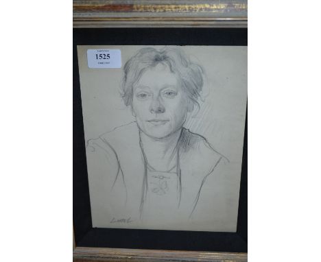 Framed pencil drawing, head and shoulder portrait of a young lady, signed Lamb, 9.5ins x 7.5ins CONDITION REPORT No labels ve