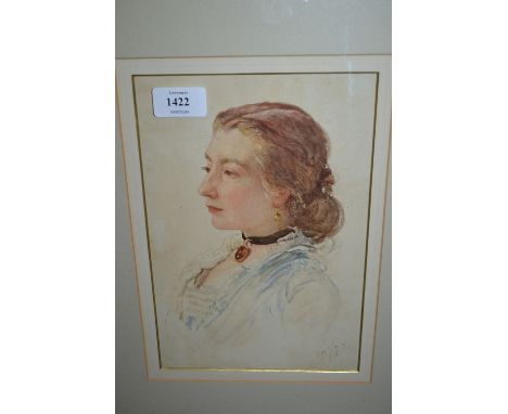 John Parker, watercolour, head and shoulder portrait of a lady, possibly Gladys John, signed with initials and dated '79, 10i