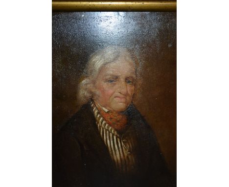 19th Century, oil on metal panel, head and shoulder portrait of a gentleman, 13.5ins x 9.5ins, gilt framed