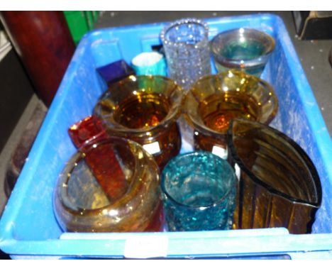 Val St. Lambert candlestick together with a quantity of Whitefriars and other glass ware