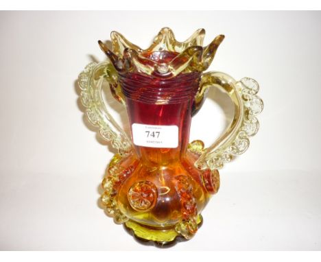 Murano glass two handled vase together with an Art Glass dish