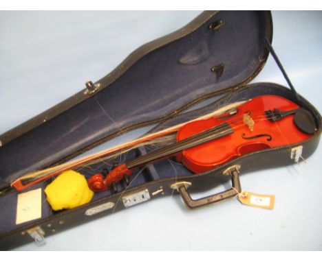 Chinese student violin with bow in fitted case