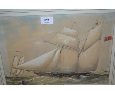19th Century English school, watercolour, portrait of a two masted ketch rigged sailing ship together with another watercolou