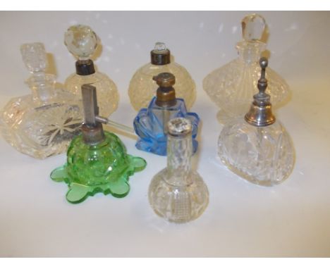 Collection of eight various 20th Century scent bottles including Art Deco and silver mounted bottles