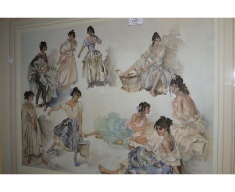 William Russell Flint, artist signed proof print, ' Variations on a Theme ', 17.5ins x 24ins, framed