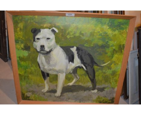 E. Sinclair, signed oil, portrait of a dog in a landscape
